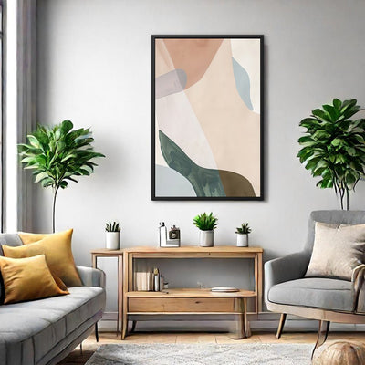 Canvas Wall Art Stretched Over Wooden Frame with Floating Frame and Earth Tones Abstract Painting CV4154 - Al Rugaib Furniture