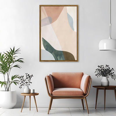 Canvas Wall Art Stretched Over Wooden Frame with Floating Frame and Earth Tones Abstract Painting CV4154 - Al Rugaib Furniture