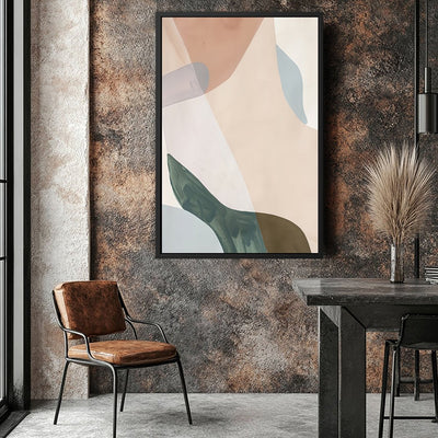 Canvas Wall Art Stretched Over Wooden Frame with Floating Frame and Earth Tones Abstract Painting CV4154 - Al Rugaib Furniture