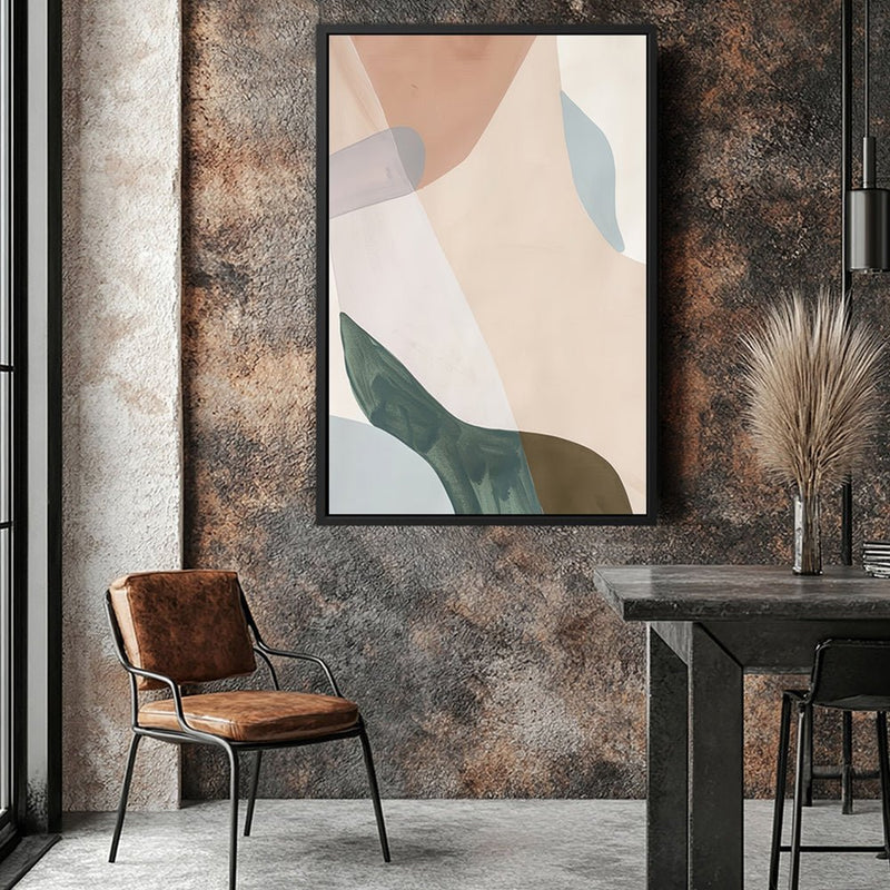 Canvas Wall Art Stretched Over Wooden Frame with Floating Frame and Earth Tones Abstract Painting CV4154 - Al Rugaib Furniture