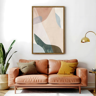 Canvas Wall Art Stretched Over Wooden Frame with Floating Frame and Earth Tones Abstract Painting CV4154 - Al Rugaib Furniture