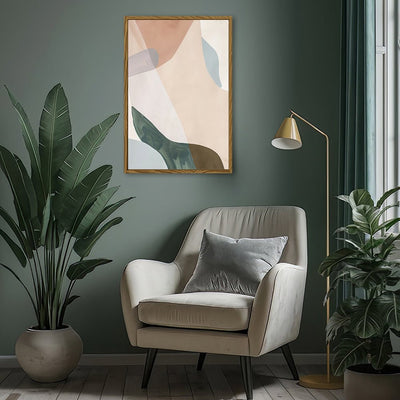 Canvas Wall Art Stretched Over Wooden Frame with Floating Frame and Earth Tones Abstract Painting CV4154 - Al Rugaib Furniture