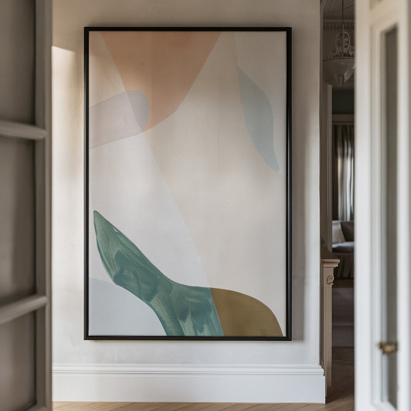 Canvas Wall Art Stretched Over Wooden Frame with Floating Frame and Earth Tones Abstract Painting CV4154 - Al Rugaib Furniture