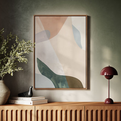 Canvas Wall Art Stretched Over Wooden Frame with Floating Frame and Earth Tones Abstract Painting CV4154 - Al Rugaib Furniture