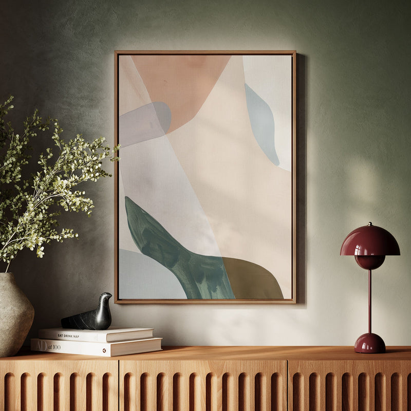 Canvas Wall Art Stretched Over Wooden Frame with Floating Frame and Earth Tones Abstract Painting CV4154 - Al Rugaib Furniture