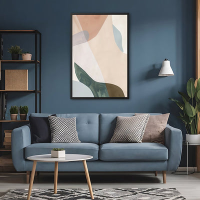 Canvas Wall Art Stretched Over Wooden Frame with Floating Frame and Earth Tones Abstract Painting CV4154 - Al Rugaib Furniture