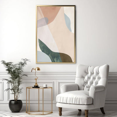 Canvas Wall Art Stretched Over Wooden Frame with Floating Frame and Earth Tones Abstract Painting CV4154 - Al Rugaib Furniture