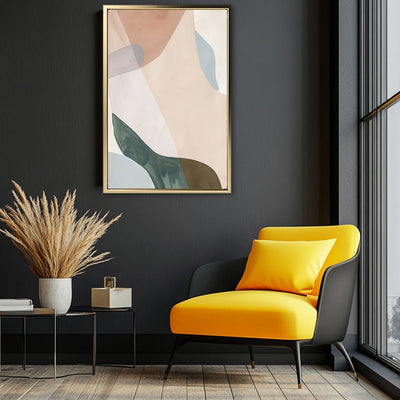 Canvas Wall Art Stretched Over Wooden Frame with Floating Frame and Earth Tones Abstract Painting CV4154 - Al Rugaib Furniture