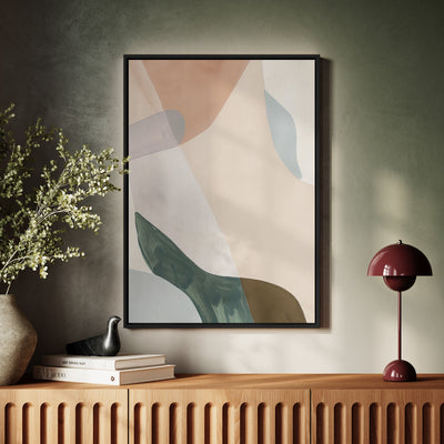 Canvas Wall Art Stretched Over Wooden Frame with Floating Frame and Earth Tones Abstract Painting CV4154 - Al Rugaib Furniture