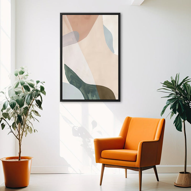 Canvas Wall Art Stretched Over Wooden Frame with Floating Frame and Earth Tones Abstract Painting CV4154 - Al Rugaib Furniture