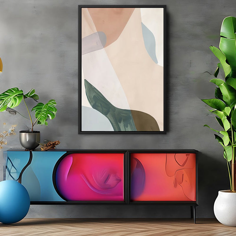Canvas Wall Art Stretched Over Wooden Frame with Floating Frame and Earth Tones Abstract Painting CV4154 - Al Rugaib Furniture