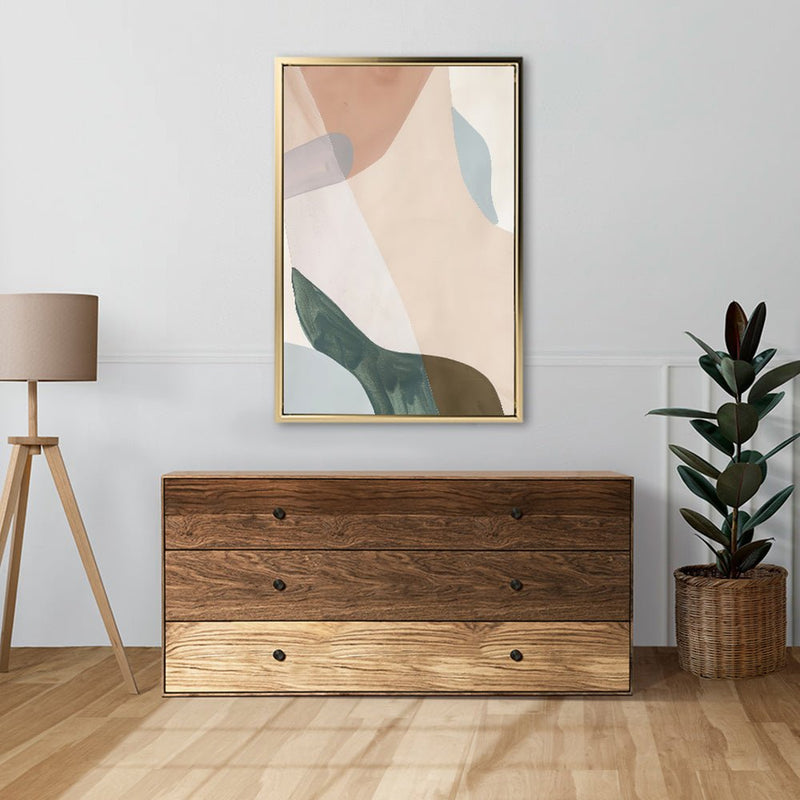 Canvas Wall Art Stretched Over Wooden Frame with Floating Frame and Earth Tones Abstract Painting CV4154 - Al Rugaib Furniture