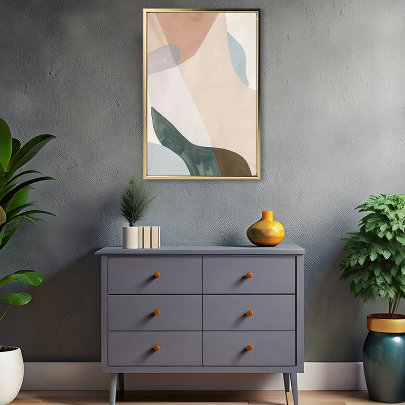 Canvas Wall Art Stretched Over Wooden Frame with Floating Frame and Earth Tones Abstract Painting CV4154 - Al Rugaib Furniture