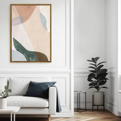 Canvas Wall Art Stretched Over Wooden Frame with Floating Frame and Earth Tones Abstract Painting CV4154 - Al Rugaib Furniture