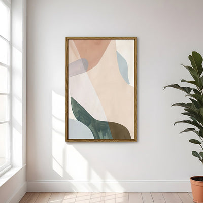 Canvas Wall Art Stretched Over Wooden Frame with Floating Frame and Earth Tones Abstract Painting CV4154 - Al Rugaib Furniture