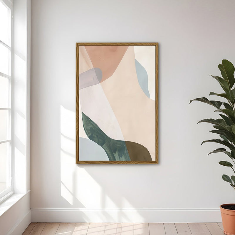 Canvas Wall Art Stretched Over Wooden Frame with Floating Frame and Earth Tones Abstract Painting CV4154 - Al Rugaib Furniture