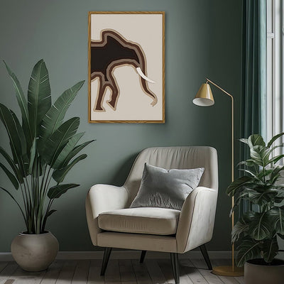Canvas Wall Art Stretched Over Wooden Frame with Floating Frame and Elephant Abstract Painting CV4155 - Al Rugaib Furniture