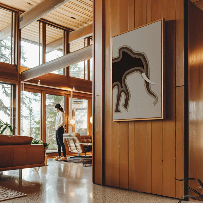 Canvas Wall Art Stretched Over Wooden Frame with Floating Frame and Elephant Abstract Painting CV4155 - Al Rugaib Furniture