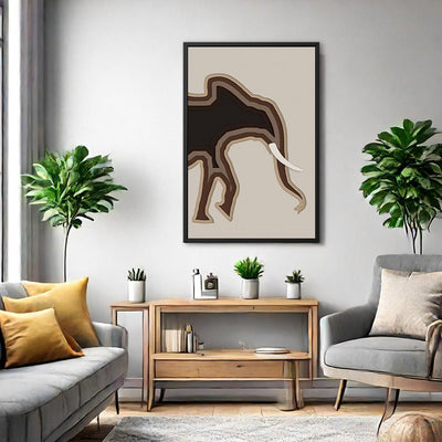 Canvas Wall Art Stretched Over Wooden Frame with Floating Frame and Elephant Abstract Painting CV4155 - Al Rugaib Furniture