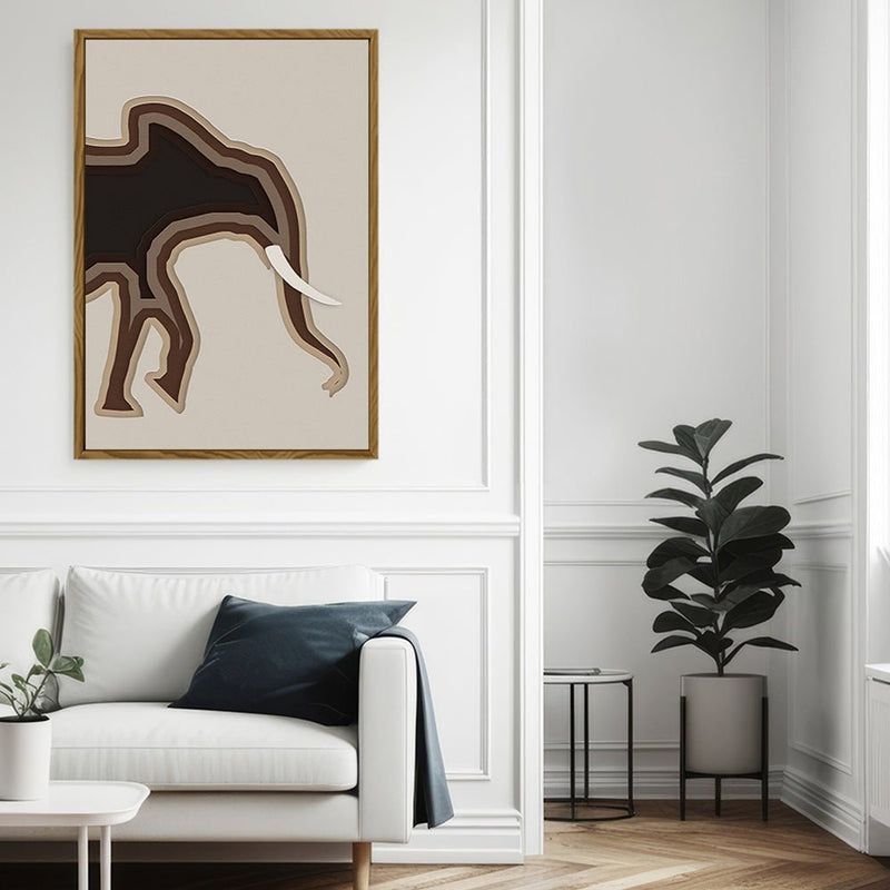 Canvas Wall Art Stretched Over Wooden Frame with Floating Frame and Elephant Abstract Painting CV4155 - Al Rugaib Furniture