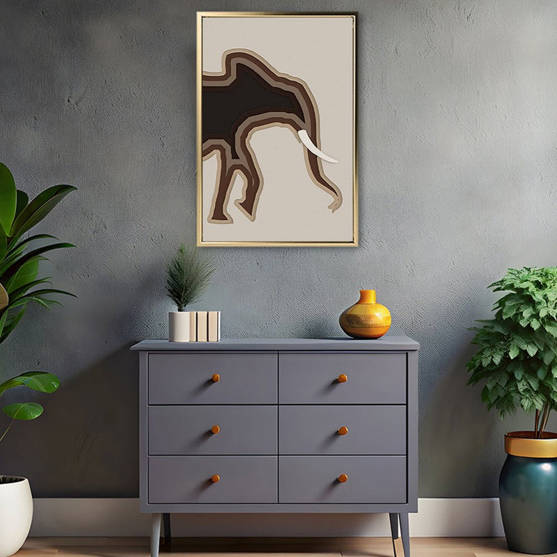 Canvas Wall Art Stretched Over Wooden Frame with Floating Frame and Elephant Abstract Painting CV4155 - Al Rugaib Furniture