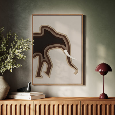 Canvas Wall Art Stretched Over Wooden Frame with Floating Frame and Elephant Abstract Painting CV4155 - Al Rugaib Furniture