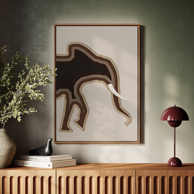 Canvas Wall Art Stretched Over Wooden Frame with Floating Frame and Elephant Abstract Painting CV4155 - Al Rugaib Furniture