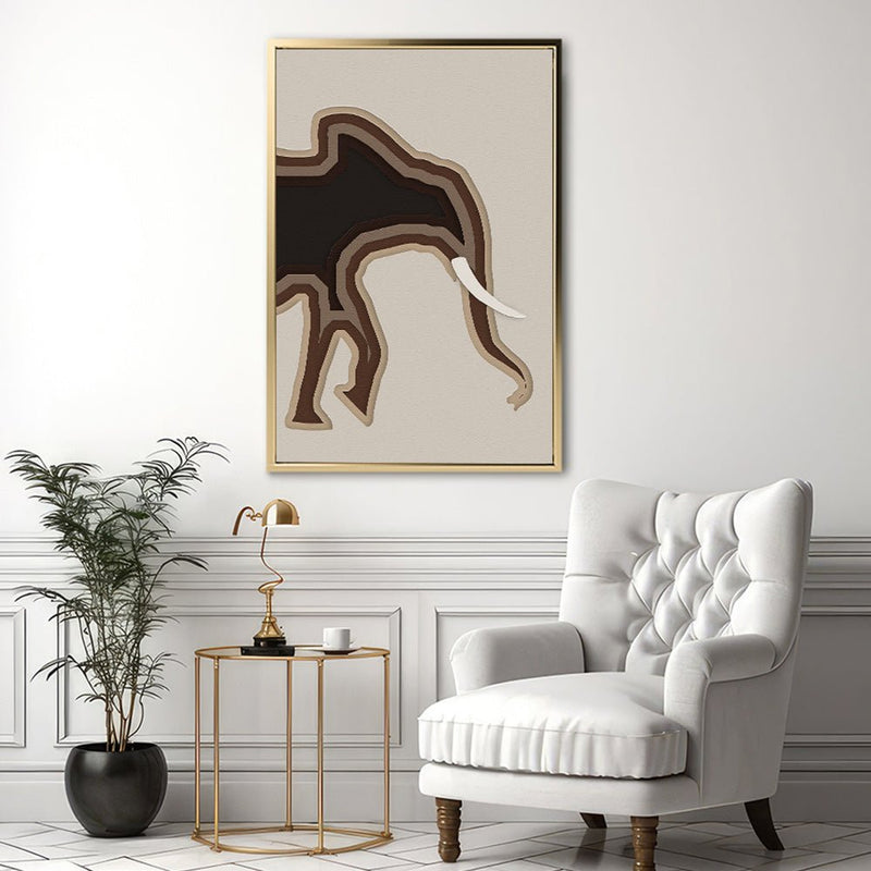 Canvas Wall Art Stretched Over Wooden Frame with Floating Frame and Elephant Abstract Painting CV4155 - Al Rugaib Furniture