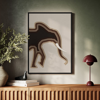 Canvas Wall Art Stretched Over Wooden Frame with Floating Frame and Elephant Abstract Painting CV4155 - Al Rugaib Furniture