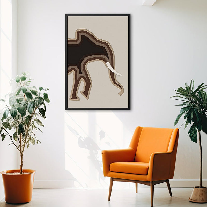 Canvas Wall Art Stretched Over Wooden Frame with Floating Frame and Elephant Abstract Painting CV4155 - Al Rugaib Furniture