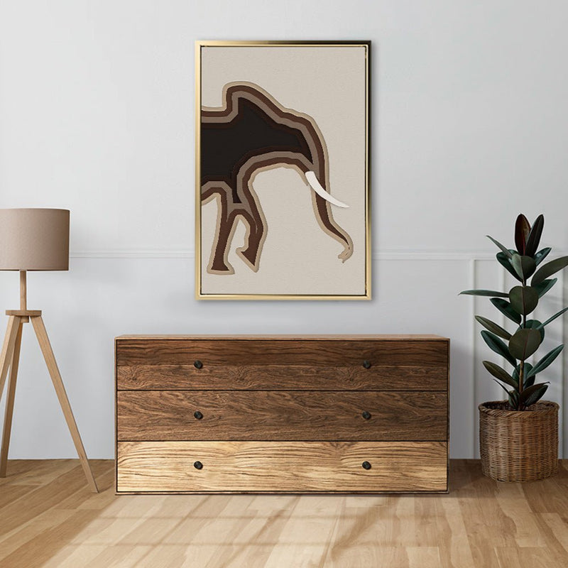 Canvas Wall Art Stretched Over Wooden Frame with Floating Frame and Elephant Abstract Painting CV4155 - Al Rugaib Furniture