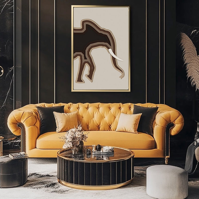 Canvas Wall Art Stretched Over Wooden Frame with Floating Frame and Elephant Abstract Painting CV4155 - Al Rugaib Furniture