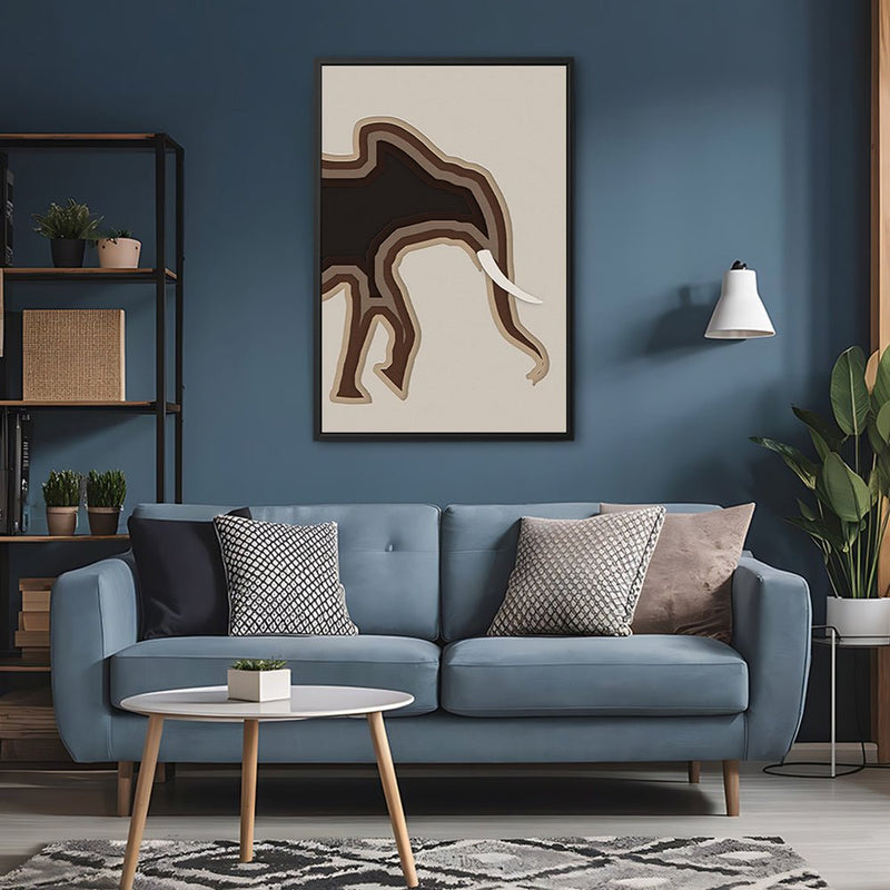 Canvas Wall Art Stretched Over Wooden Frame with Floating Frame and Elephant Abstract Painting CV4155 - Al Rugaib Furniture