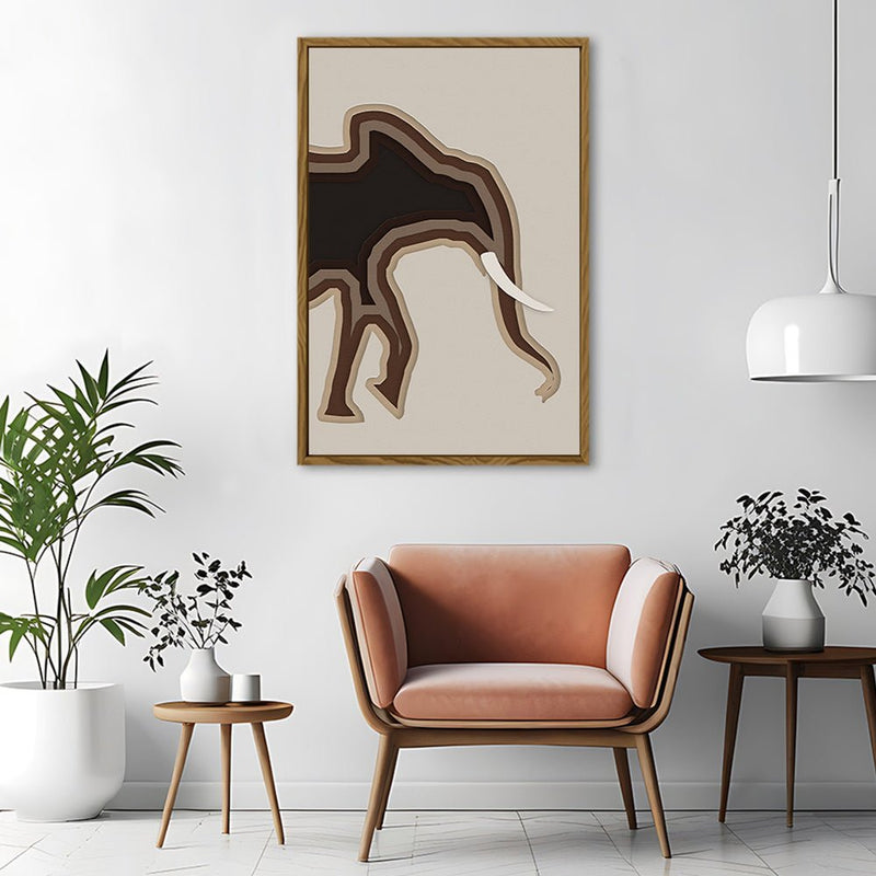 Canvas Wall Art Stretched Over Wooden Frame with Floating Frame and Elephant Abstract Painting CV4155 - Al Rugaib Furniture