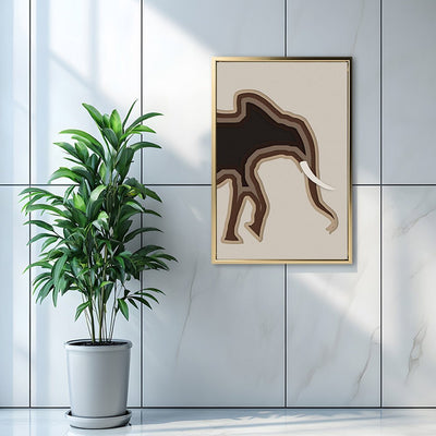 Canvas Wall Art Stretched Over Wooden Frame with Floating Frame and Elephant Abstract Painting CV4155 - Al Rugaib Furniture