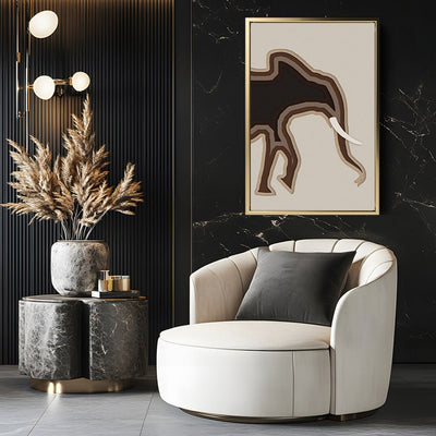 Canvas Wall Art Stretched Over Wooden Frame with Floating Frame and Elephant Abstract Painting CV4155 - Al Rugaib Furniture