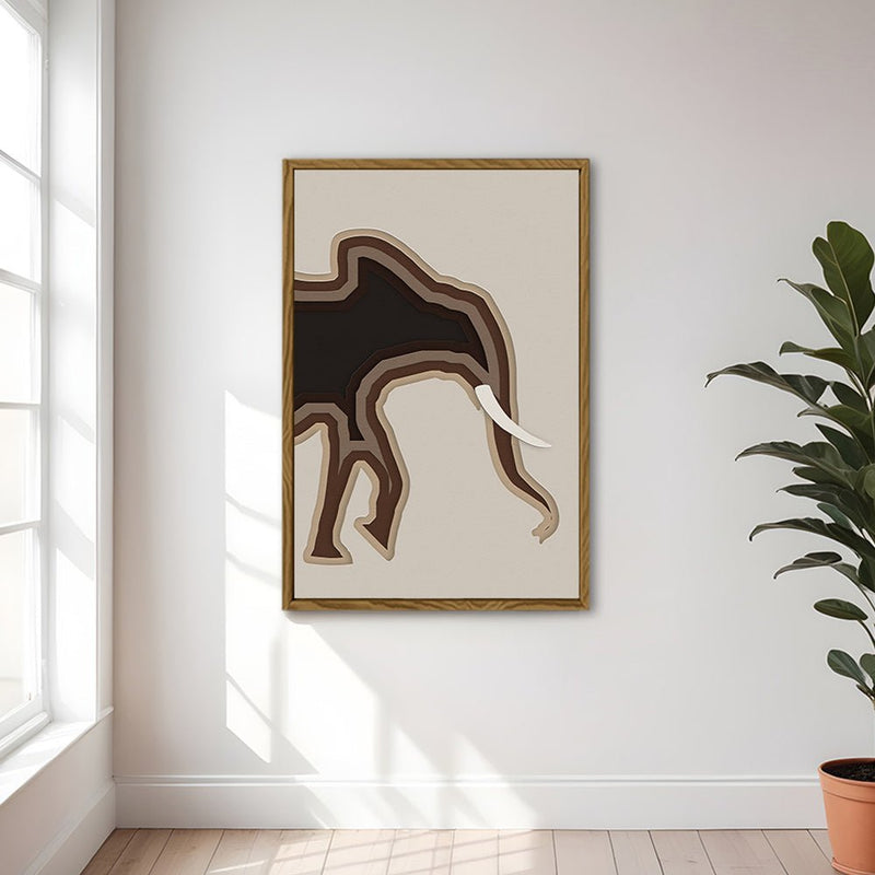 Canvas Wall Art Stretched Over Wooden Frame with Floating Frame and Elephant Abstract Painting CV4155 - Al Rugaib Furniture