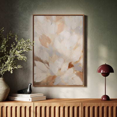 Canvas Wall Art Stretched Over Wooden Frame with Floating Frame and Floral Design Painting CV4156 - Al Rugaib Furniture