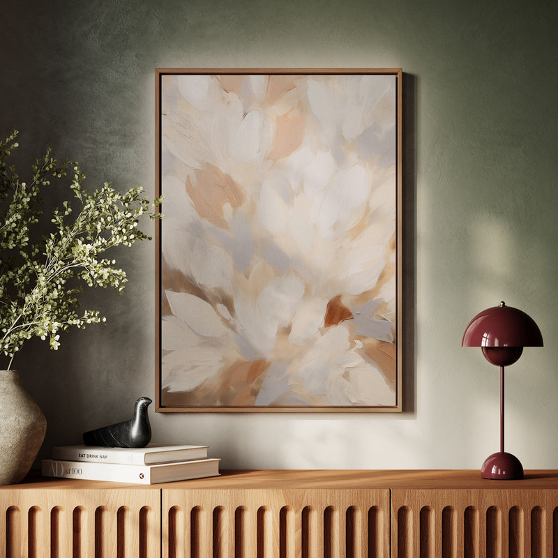 Canvas Wall Art Stretched Over Wooden Frame with Floating Frame and Floral Design Painting CV4156 - Al Rugaib Furniture