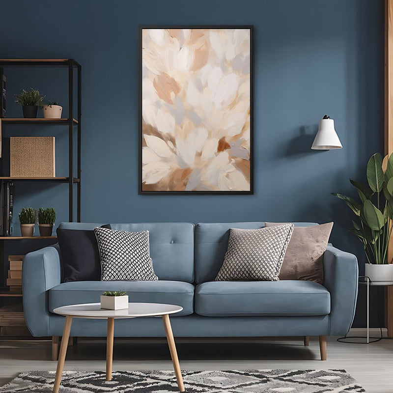 Canvas Wall Art Stretched Over Wooden Frame with Floating Frame and Floral Design Painting CV4156 - Al Rugaib Furniture