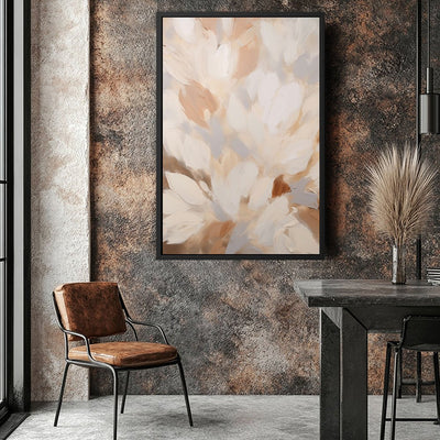Canvas Wall Art Stretched Over Wooden Frame with Floating Frame and Floral Design Painting CV4156 - Al Rugaib Furniture