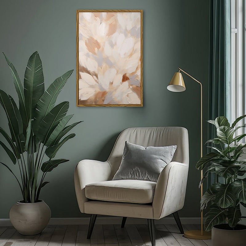 Canvas Wall Art Stretched Over Wooden Frame with Floating Frame and Floral Design Painting CV4156 - Al Rugaib Furniture