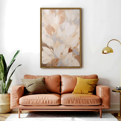 Canvas Wall Art Stretched Over Wooden Frame with Floating Frame and Floral Design Painting CV4156 - Al Rugaib Furniture