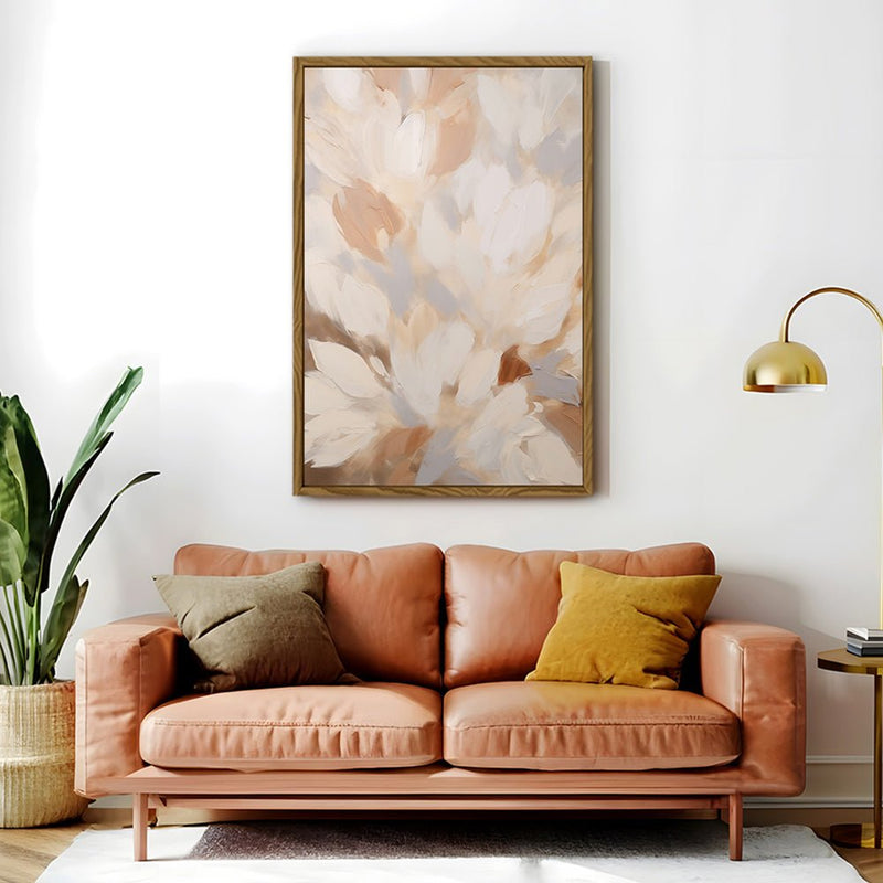Canvas Wall Art Stretched Over Wooden Frame with Floating Frame and Floral Design Painting CV4156 - Al Rugaib Furniture