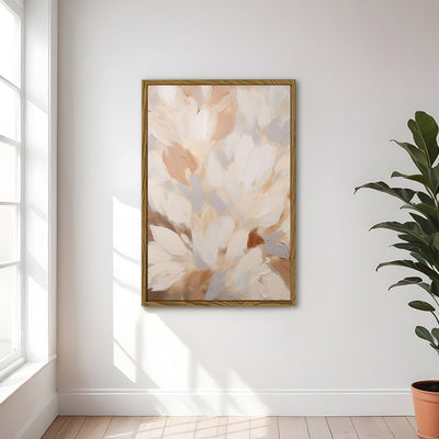 Canvas Wall Art Stretched Over Wooden Frame with Floating Frame and Floral Design Painting CV4156 - Al Rugaib Furniture