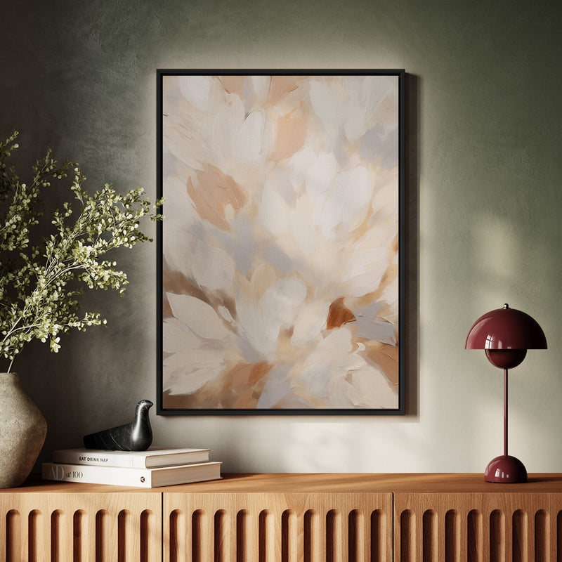 Canvas Wall Art Stretched Over Wooden Frame with Floating Frame and Floral Design Painting CV4156 - Al Rugaib Furniture