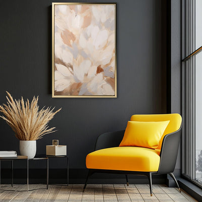 Canvas Wall Art Stretched Over Wooden Frame with Floating Frame and Floral Design Painting CV4156 - Al Rugaib Furniture