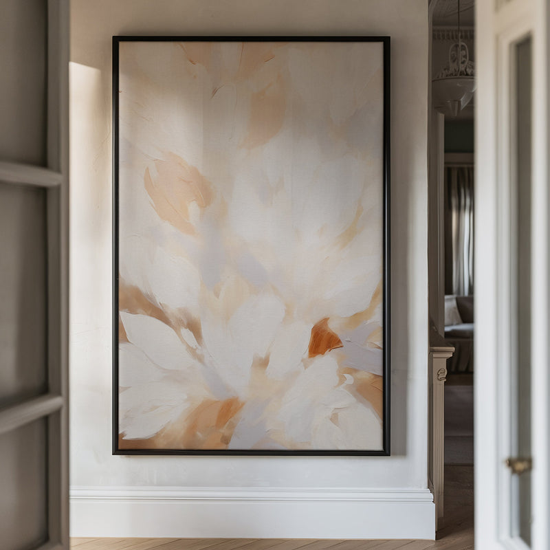 Canvas Wall Art Stretched Over Wooden Frame with Floating Frame and Floral Design Painting CV4156 - Al Rugaib Furniture