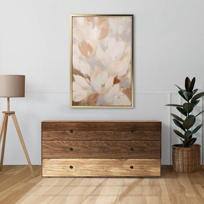 Canvas Wall Art Stretched Over Wooden Frame with Floating Frame and Floral Design Painting CV4156 - Al Rugaib Furniture