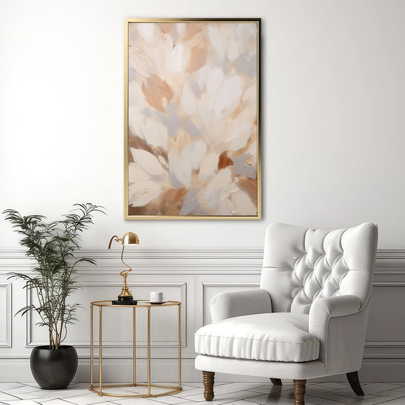 Canvas Wall Art Stretched Over Wooden Frame with Floating Frame and Floral Design Painting CV4156 - Al Rugaib Furniture